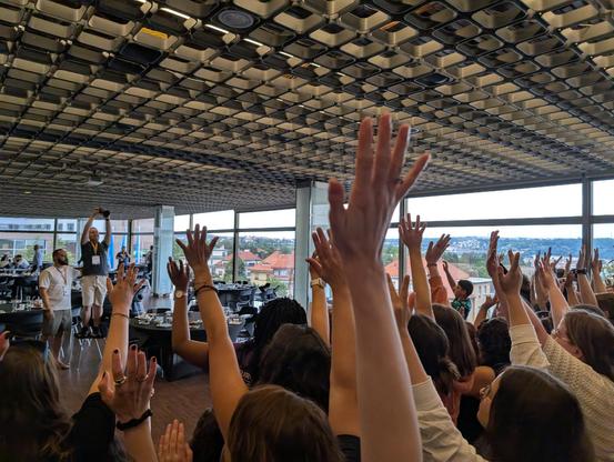 People raising hands