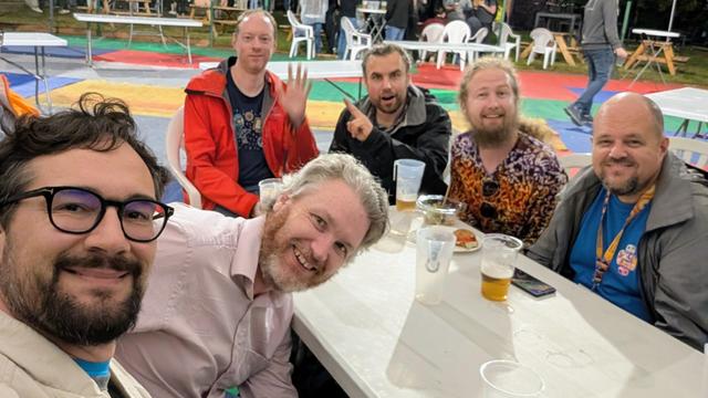 People seating around a table
