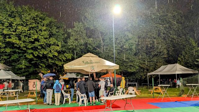 Rain falling in an open space