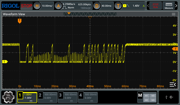A screen capture of an oscilloscope trace.