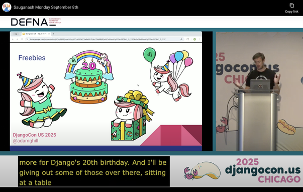 "SQLite in Production" Lightning talk at DjangoConUS 2025 by Adam Hill