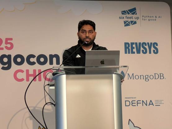 Rizwan behind the lectern