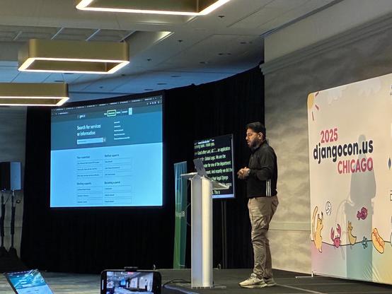 Rizwan on stage with the gov.ie website