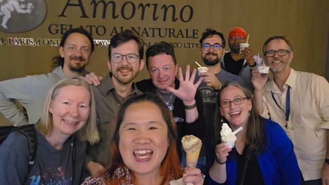 A group of people doing ice cream selfie