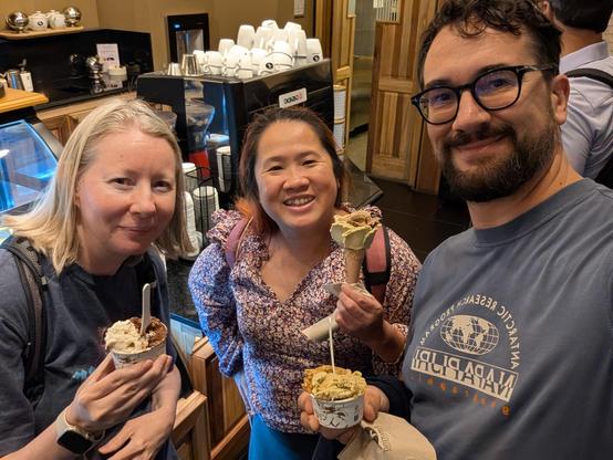 People taking a selfie with ice creams