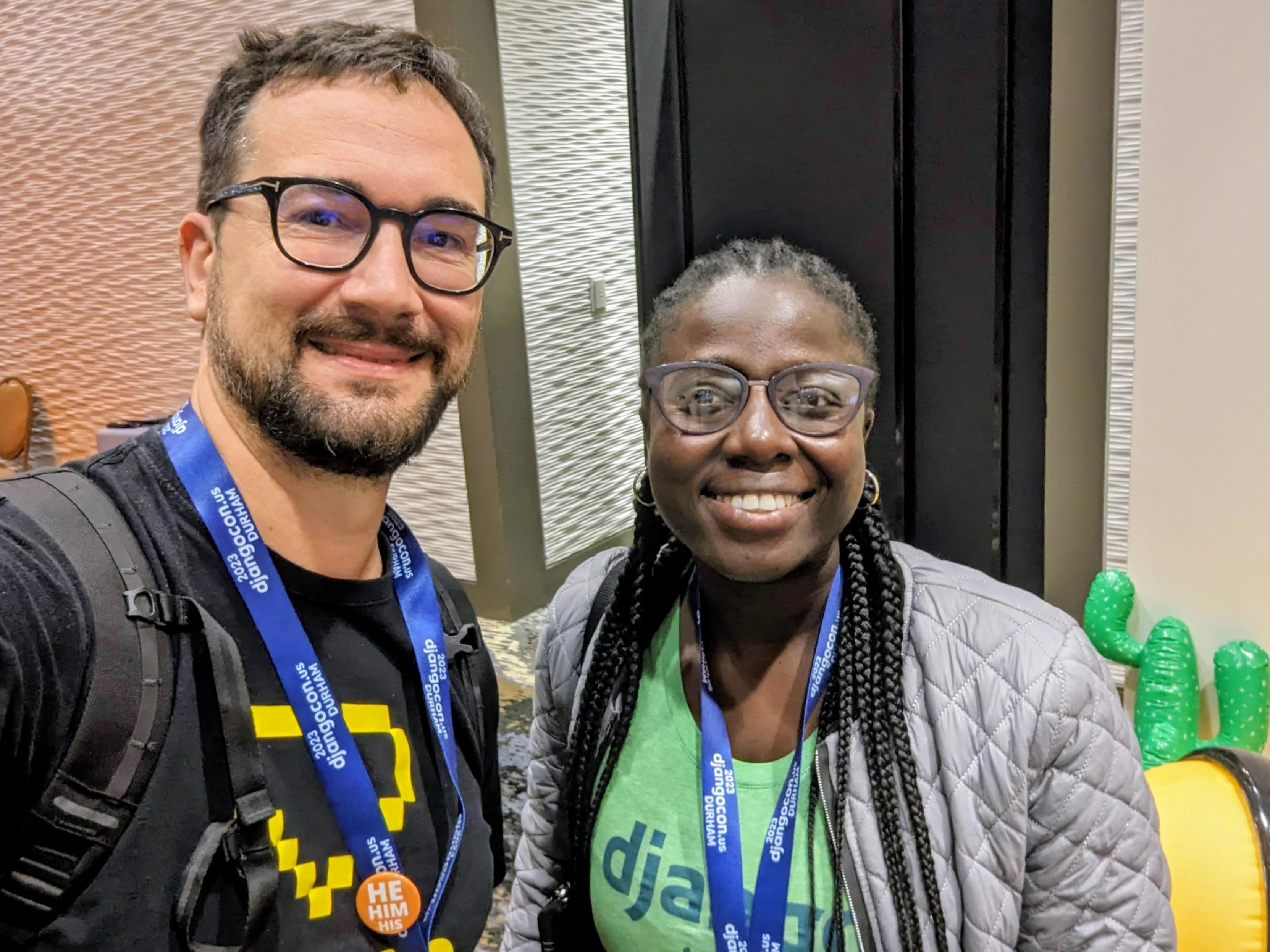 Selfie with Abigail Dogbe at DjangoCon US 2023 in Durham