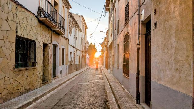 Sunset in the town
