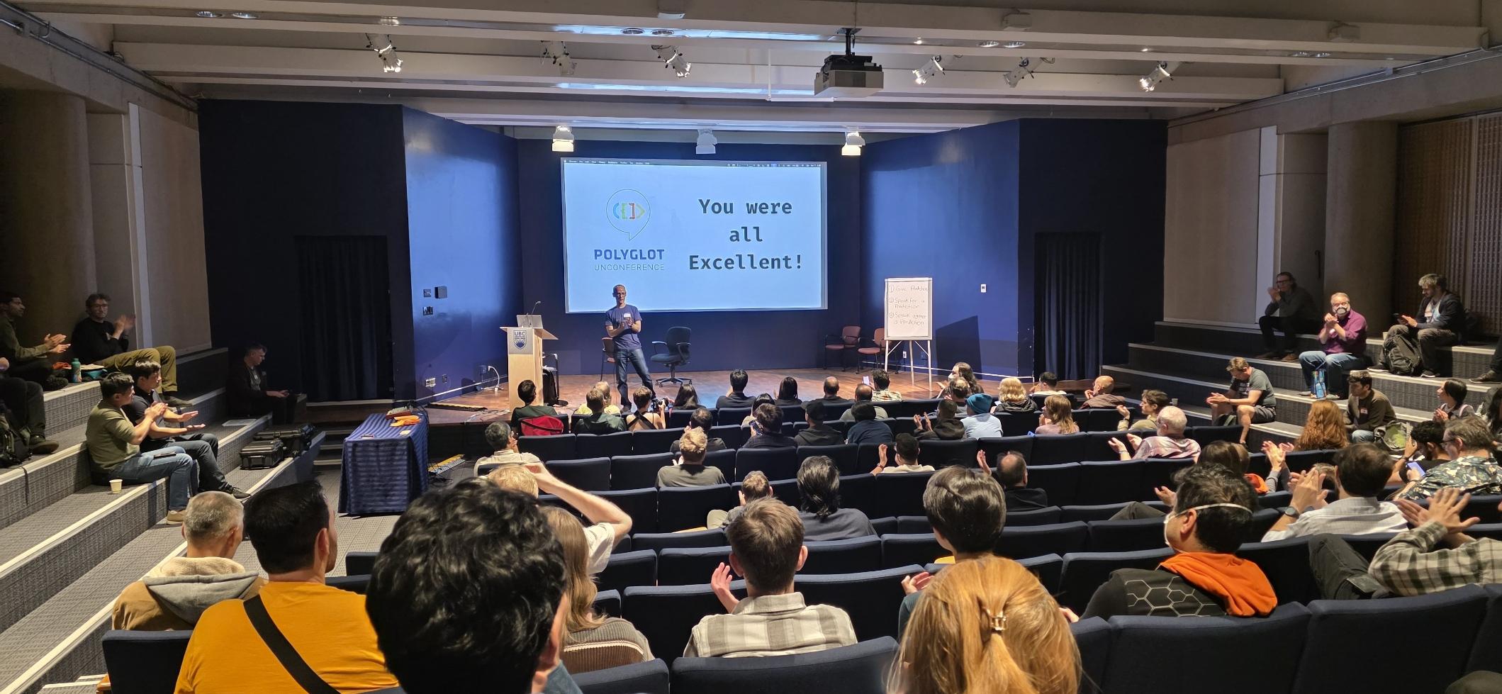Unconference participants in an auditorium