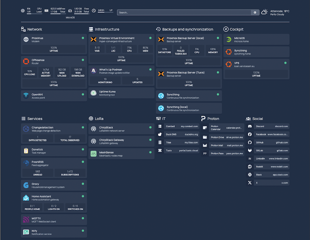 My home lab's complete dashboard with Homepage