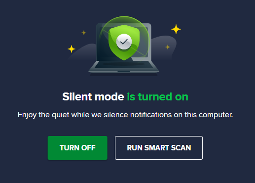Silent mode is turned on... notification from Avast Anti-virus.