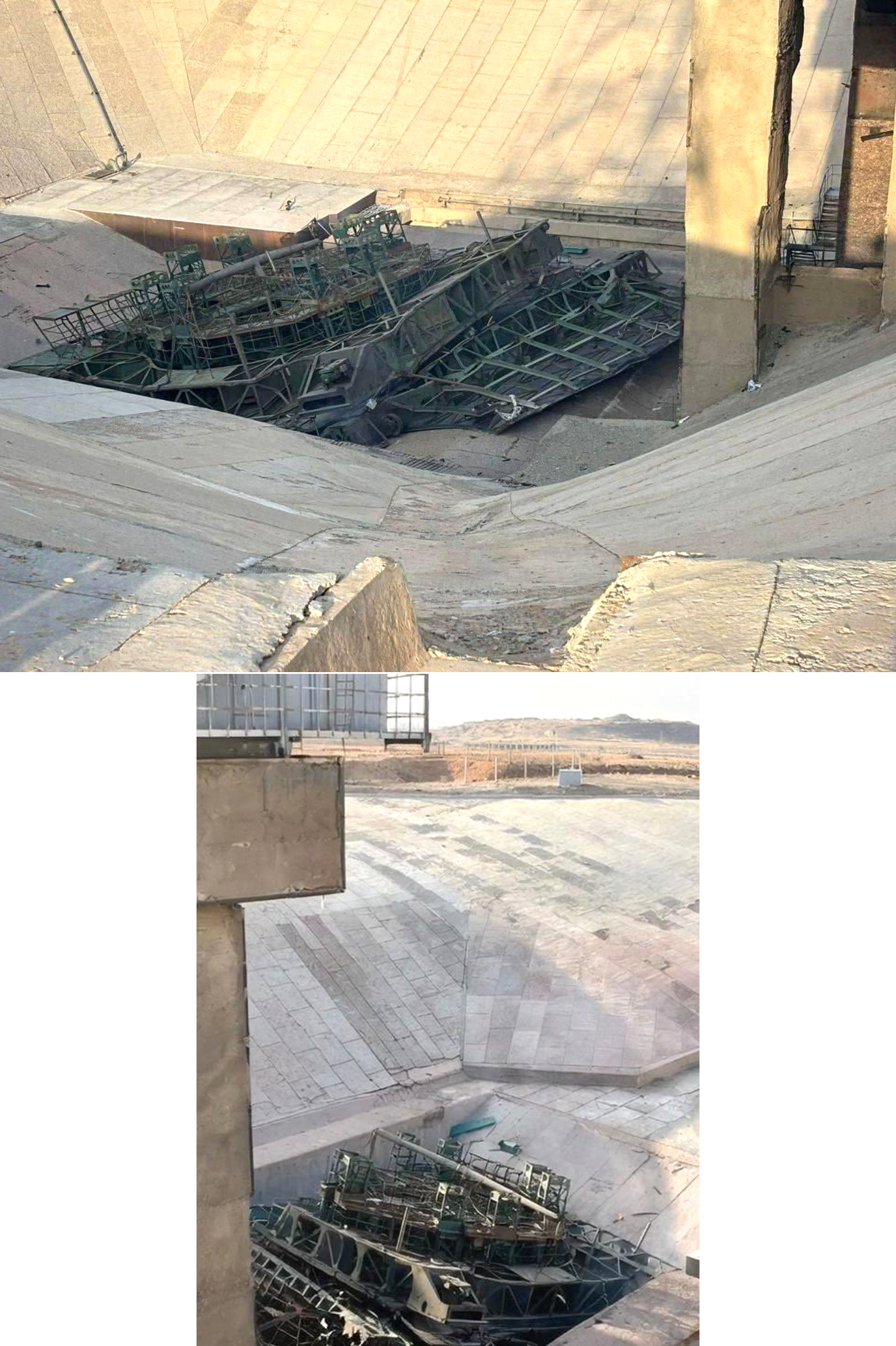 Two pics showing the service platform lying in a pile of twisted metal underneath the launch pad.
Link: https://x.com/katlinegrey/status/1994420759138107881
