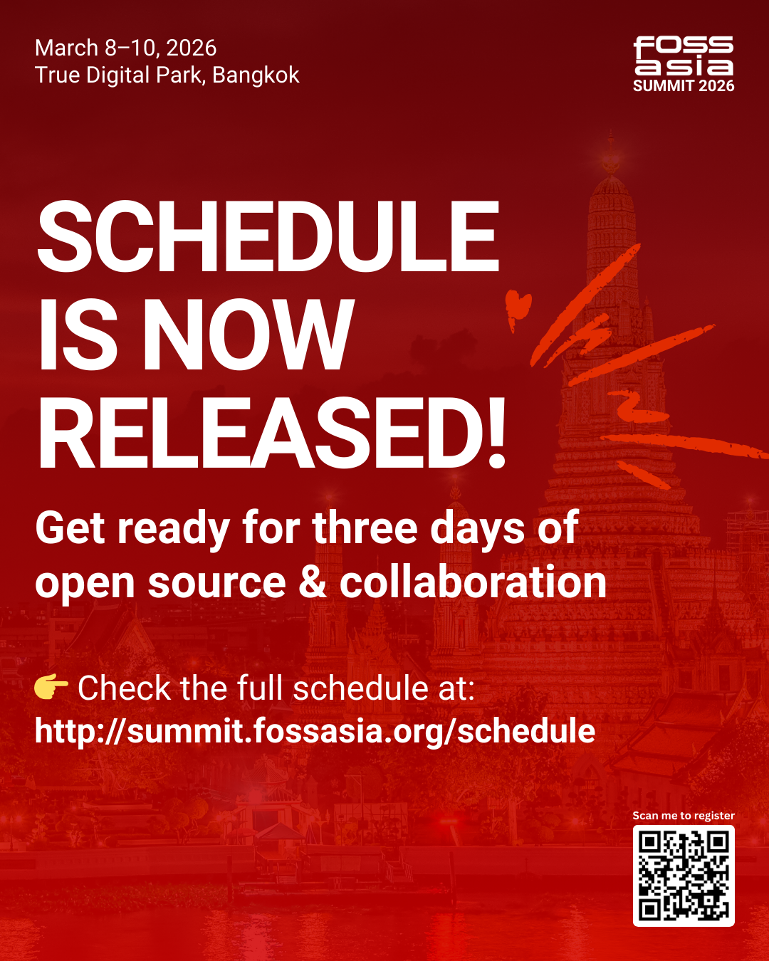fossasia SUMMIT 2026 | March 8-10, 2026 | True Digital Park, Bangkok | SCHEDULE IS NOW RELEASED! Get ready for three days of open source & collaboration | Check the full schedule at: http://summit.fossasia.org/schedule