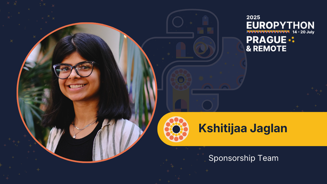 Cover photo of Kshitijaa Jaglan, a member of the Sponsorship Team at EuroPython 2025 Prague & Remote