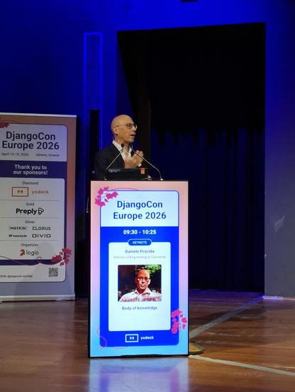 Daniele Procida on the Django Con Europe stage.