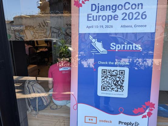 DjangoCon Europe 2026 sprints sign
