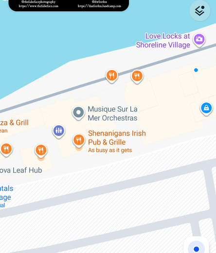 Screenshot from Google Maps. Roughly centered in the picture is a restaurant called "Shenanigans Irish Pub & Grille".