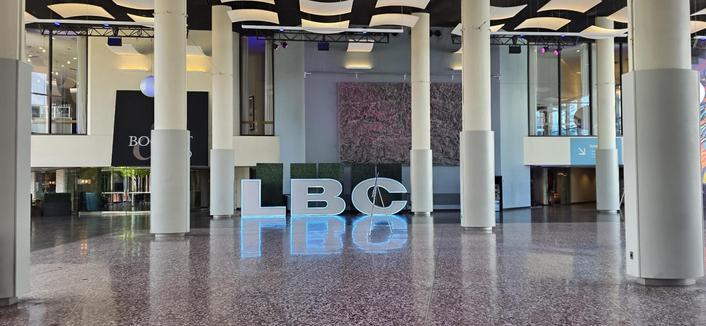 The sign LBC inside Long Beach Convention center