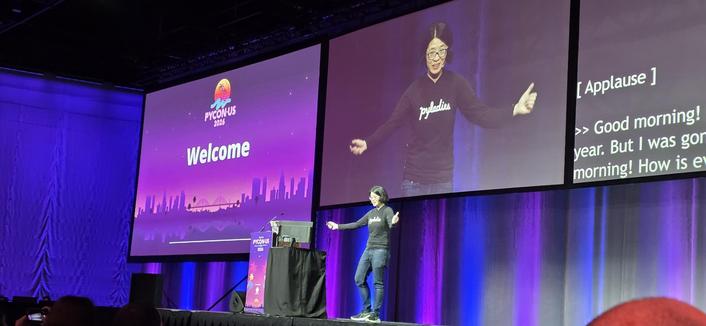 Elaine Wong onstage at PyCon US 2026