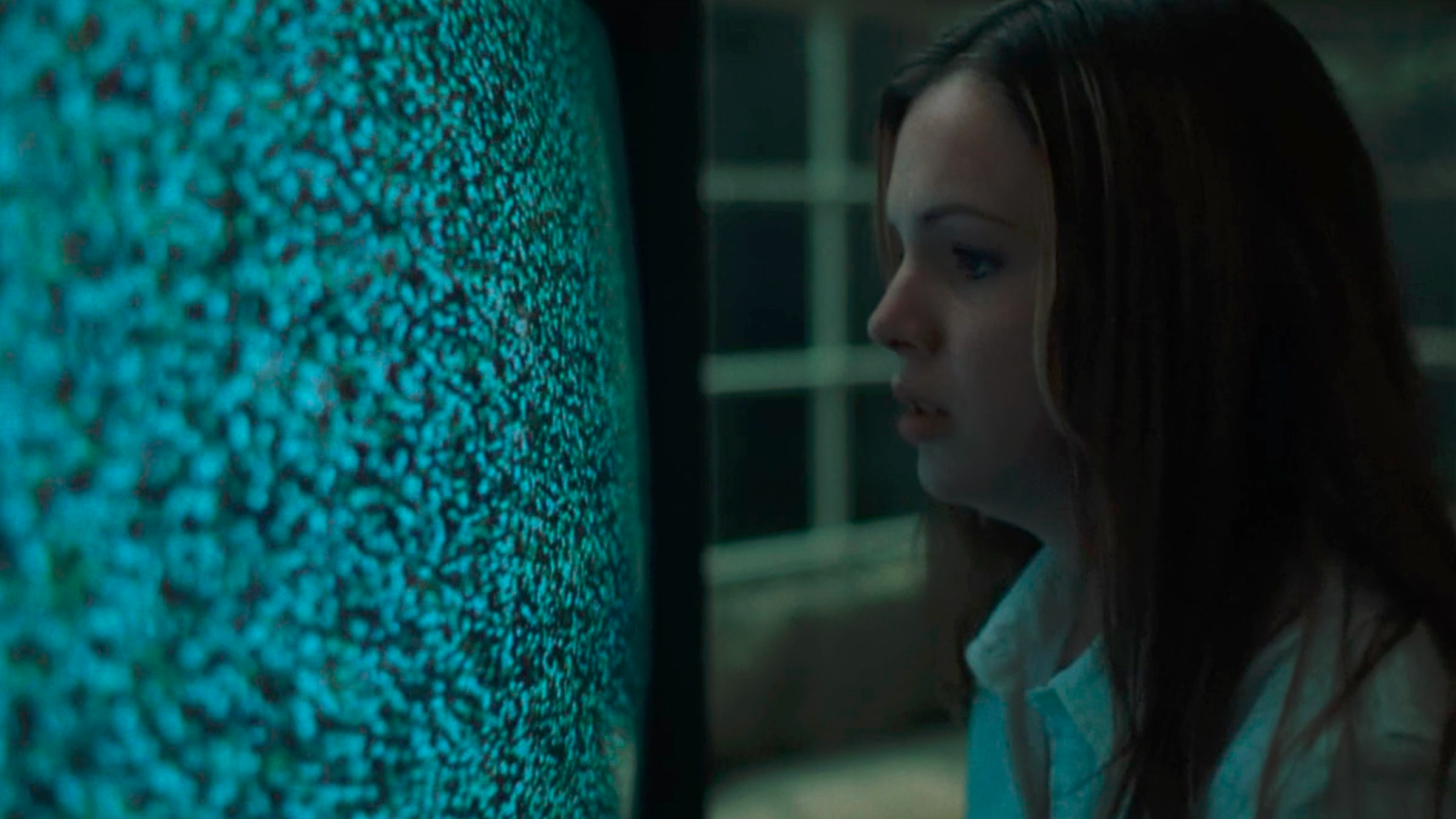 CRT television showing static, taken from the movie The Ring