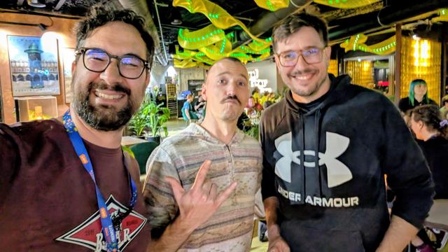 Selfie with people smiling 