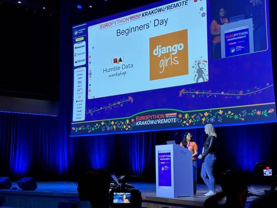 beginners day at europython raffaella on stage