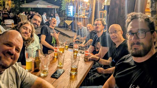 People having a beer
