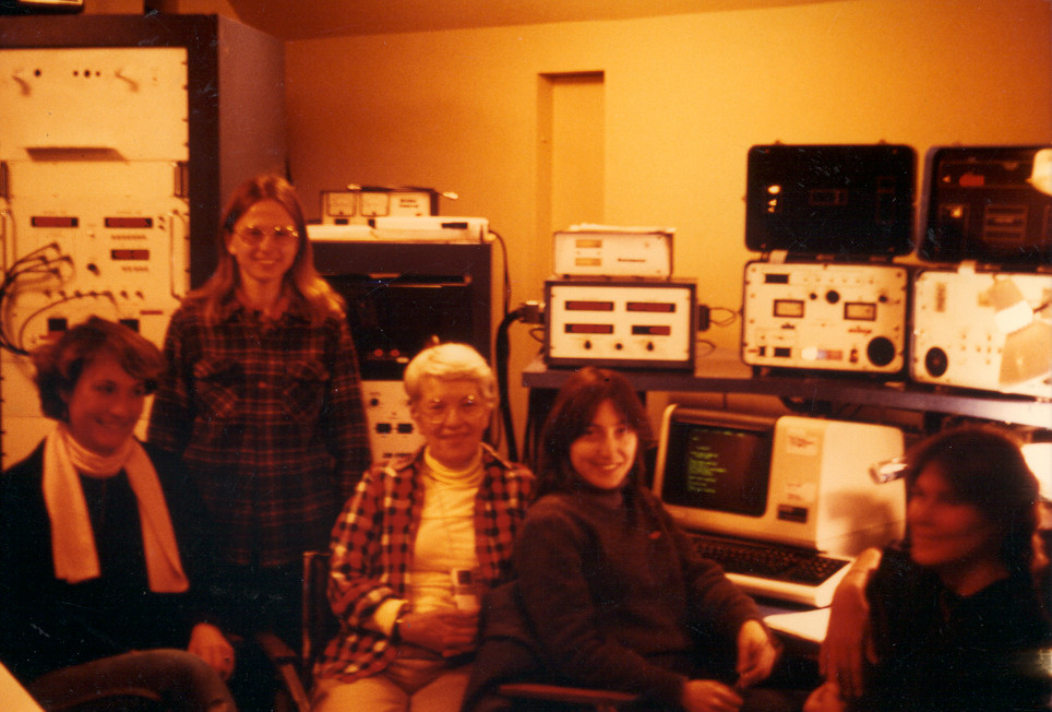 Vera Rubin and fellow women astronomers in the console room of the 2.5-meter du Pont telescope at Carnegie Science’s Las Campanas Observatory in October 1985.

Rubin broke barriers for women in astronomy and was an advocate for women in STEM throughout her career. Pictured are Renee Kraan-Korteweg (University of Basel), Deidre Hunter (Carnegie Science), Vera Rubin (Carnegie Science), Wendy Freedman (Carnegie Science), and Anja Schroeder (University of Basel). At the time, Freedman was conducting observations on the 2.5-meter telescope, Kraan-Korteweg and Schroeder were working with the 1-meter Swope Telescope, while Hunter and Rubin were scheduled to begin their observations on the 2.5-meter the following night.

Credit: Carnegie Science
