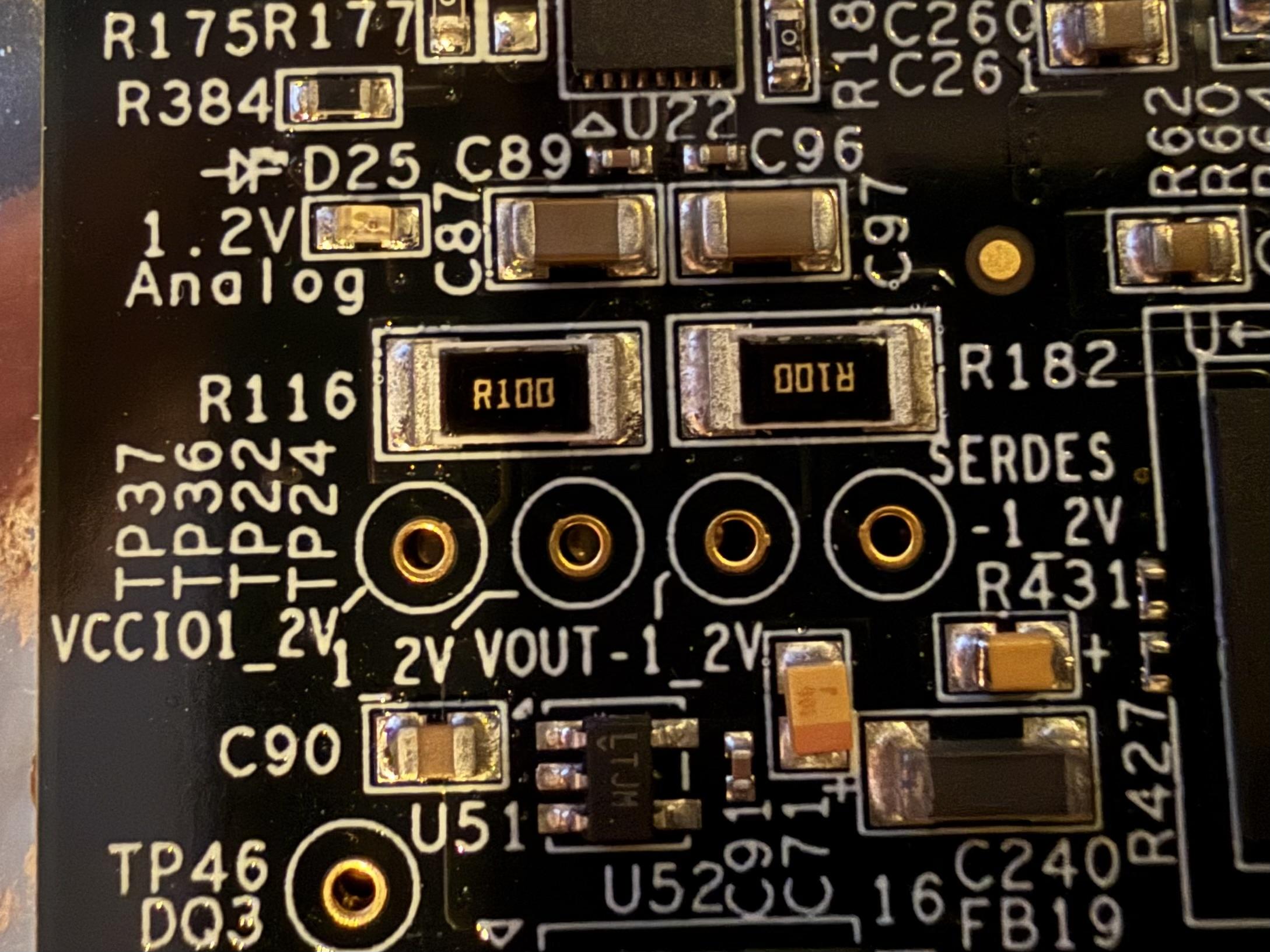 Test pints on another section of the board where the labels aren’t very clear even with the little lines