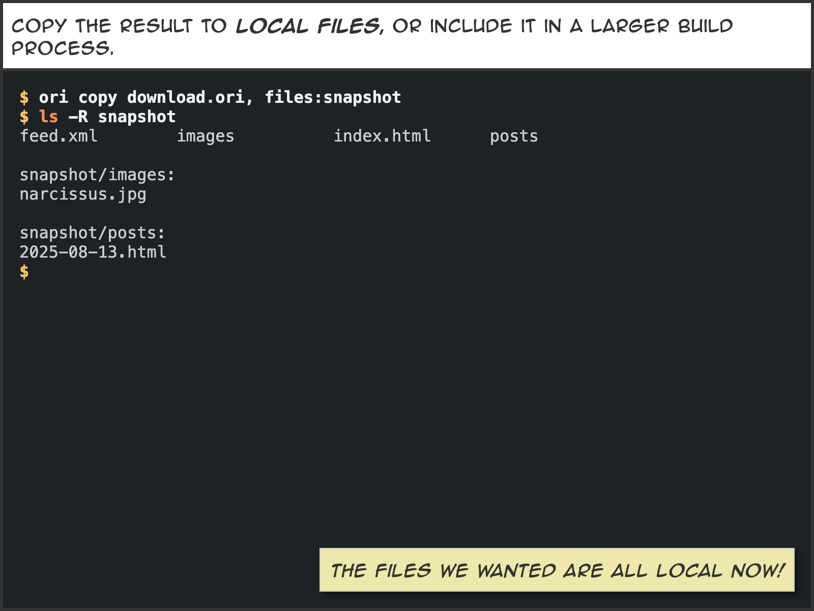 Copy the result to local files, or include it in a larger build process.