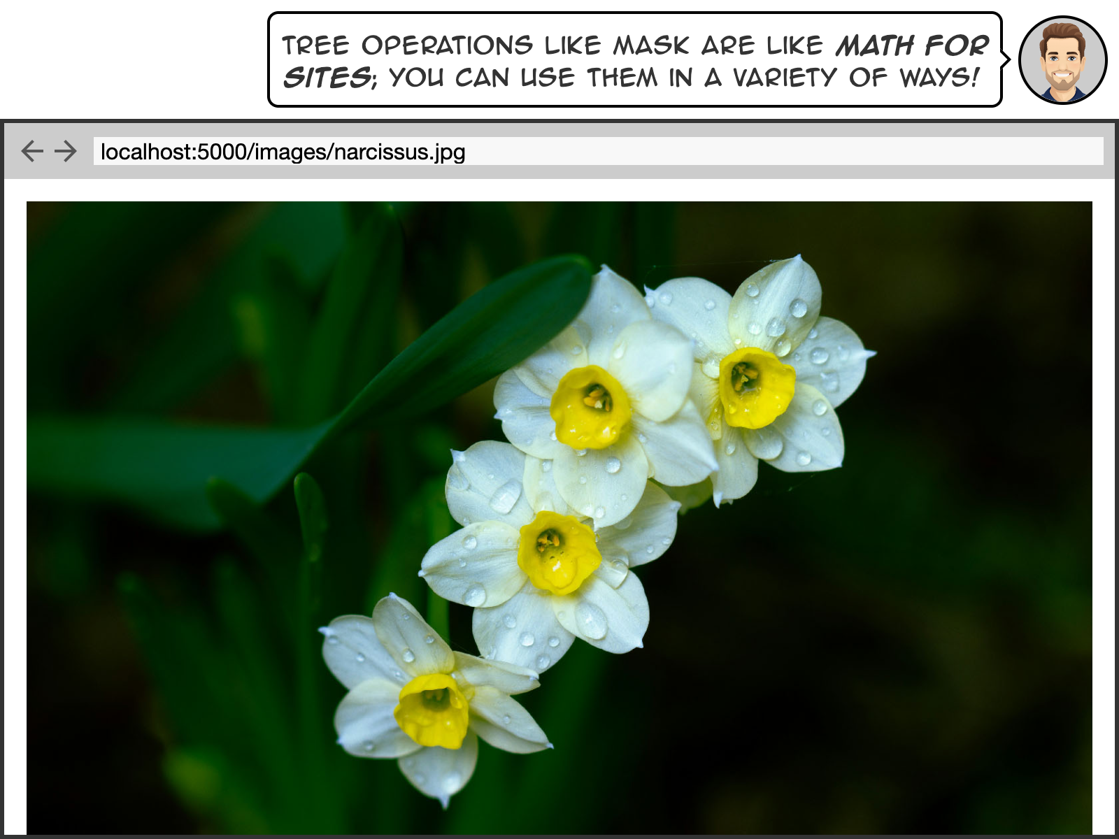 Tree operations like mask are like math for sites; you can use them in a variety of ways!