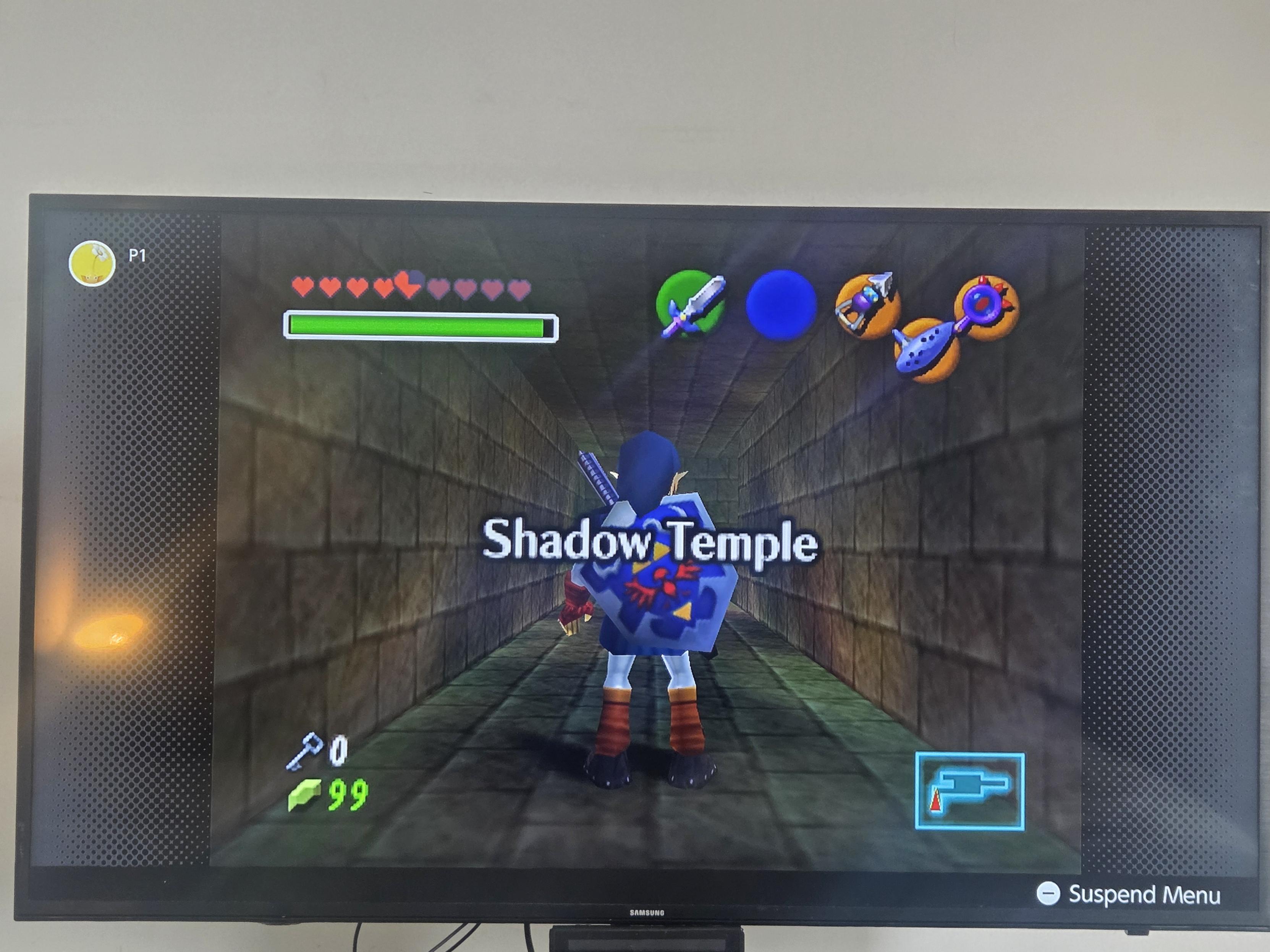 Playing the Legend of Zelda Ocarina of Time on my tv and it opens up in the Shadow Temple 🥲