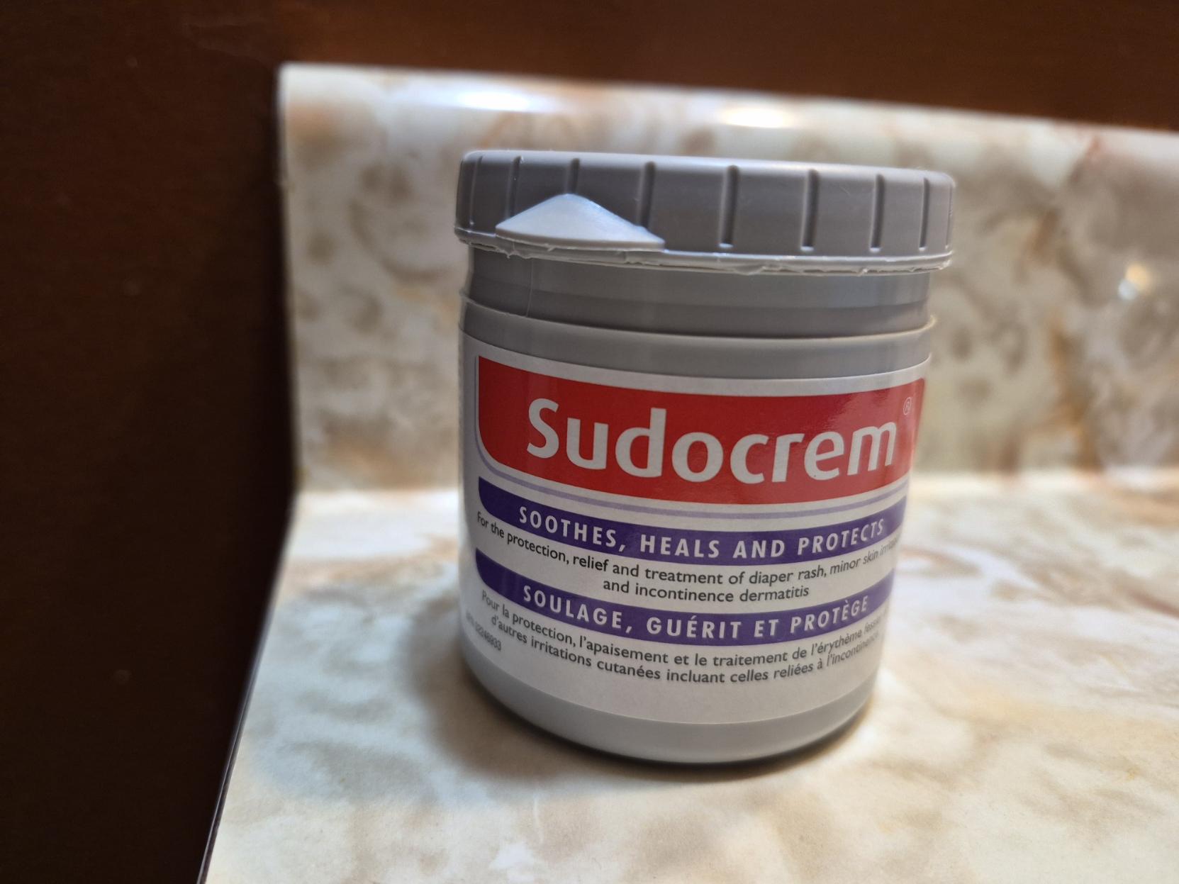 Jar of Sudocrem ointment.