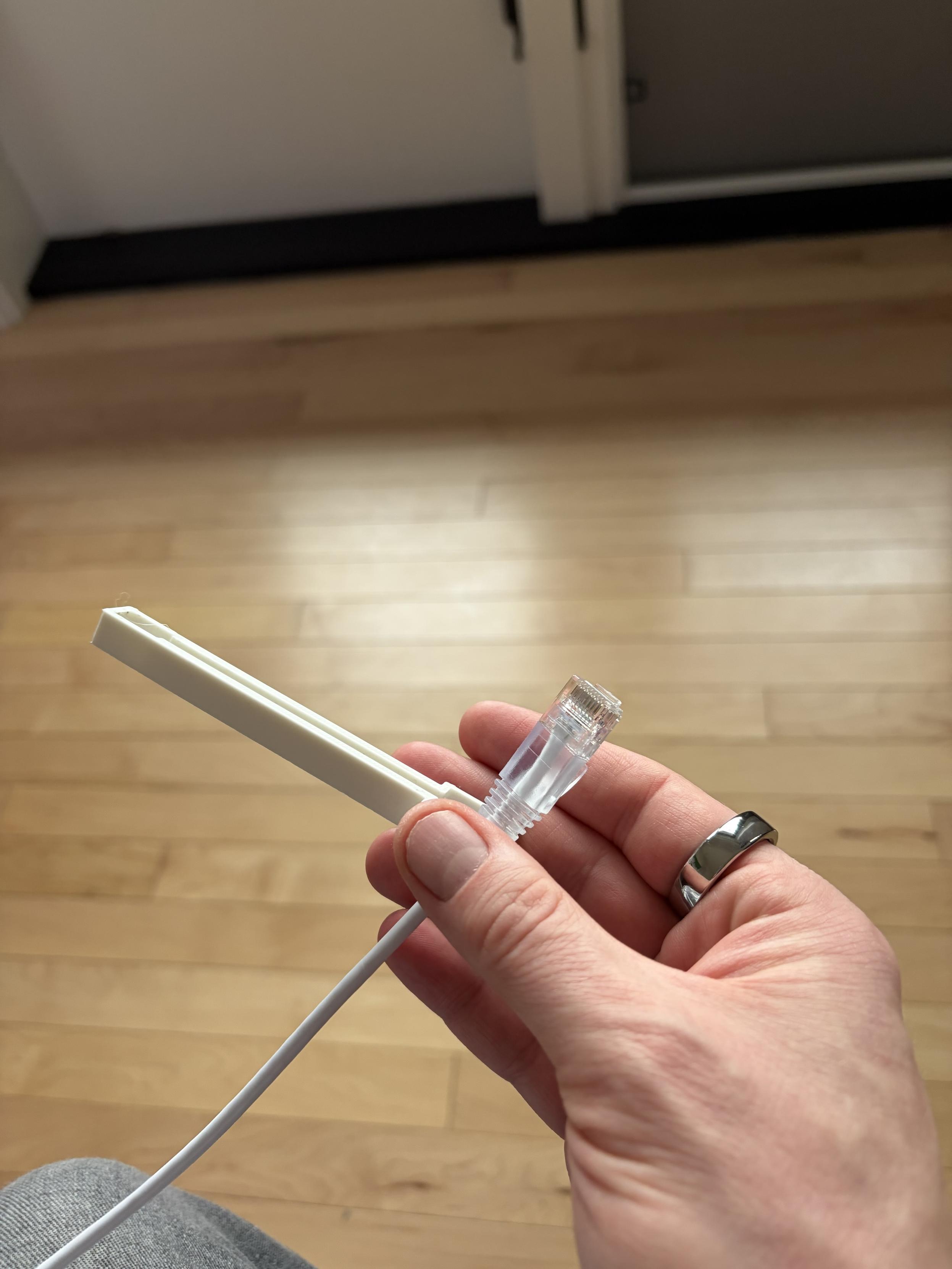 Slide the connector into one end.