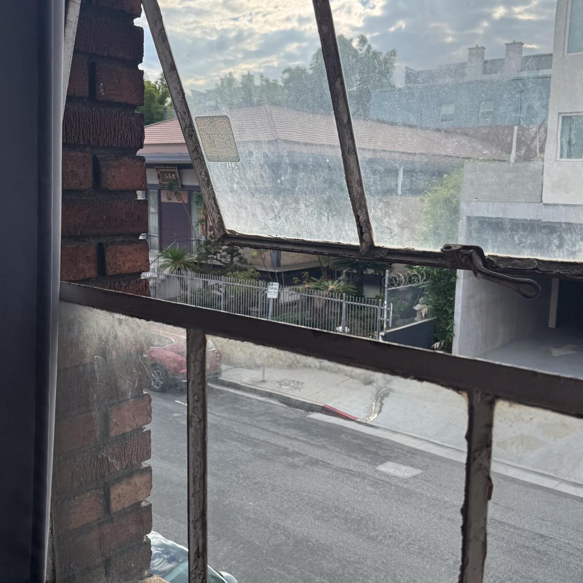A view through dirty windows