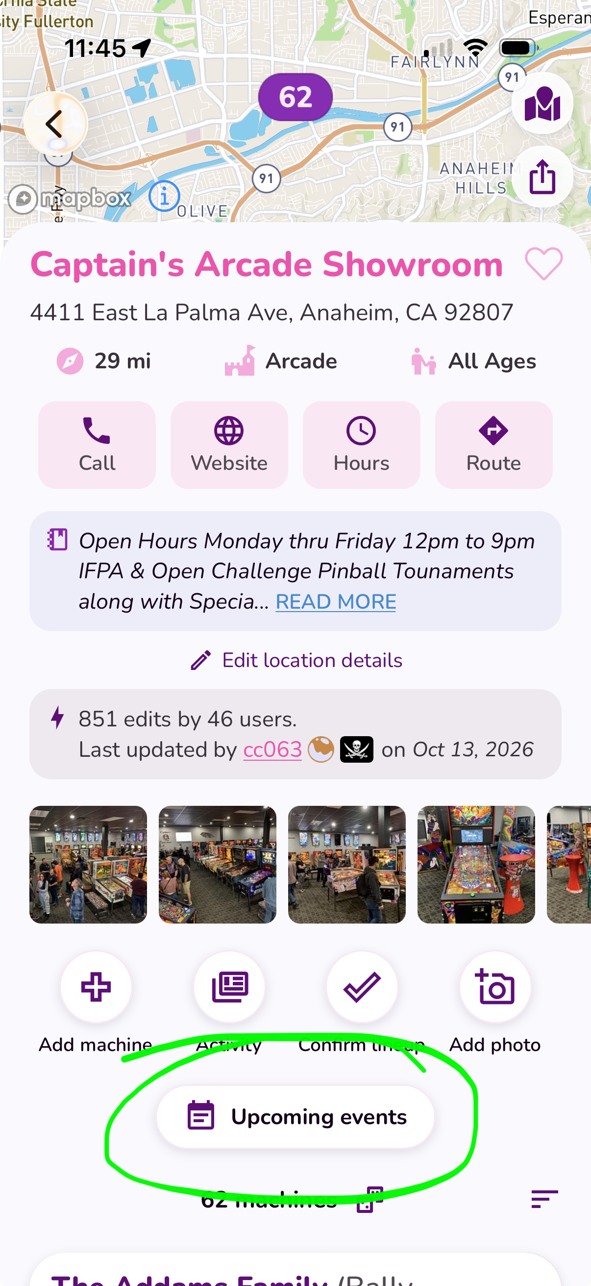 Pinball map app screenshot