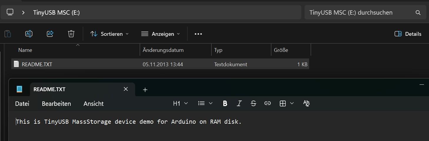 File explorer opened with the one file README.TXT