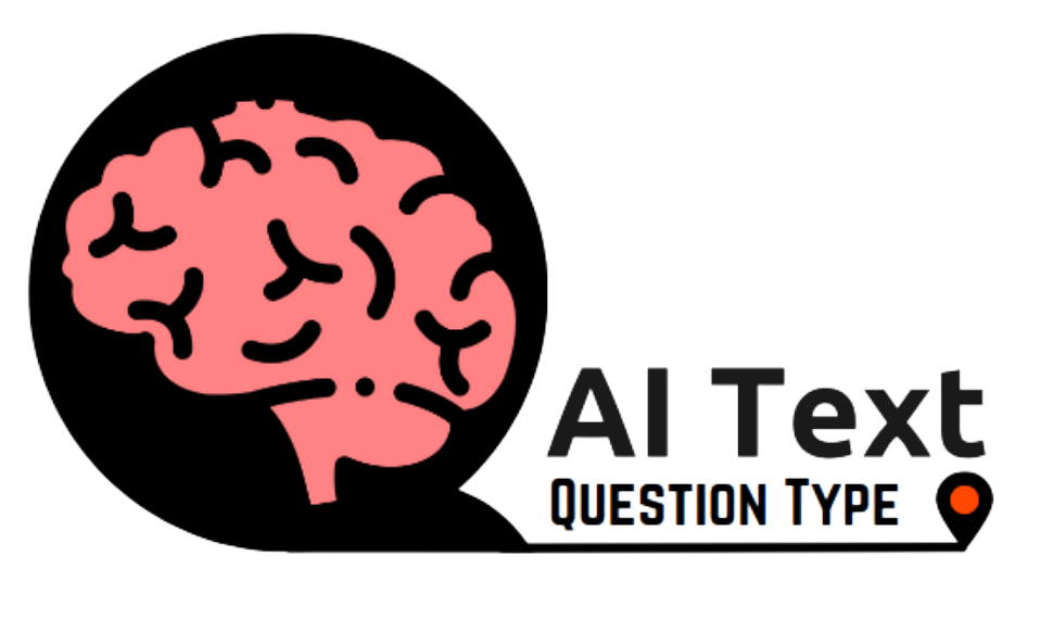 Stylised brain in a letter q and the text AI Text Question type